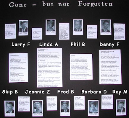 poster with photos of deceased class members